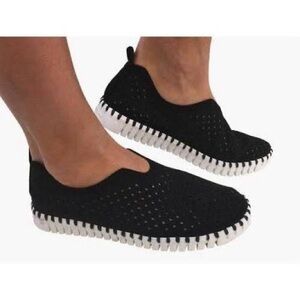 Elegant dark navy platform Slip-On Sneakers summer barefoot comfortable shoes 37